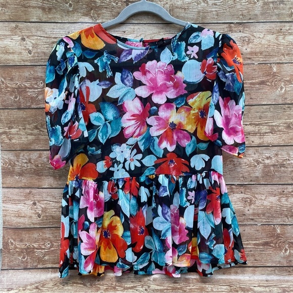Forever 21 woman’s Floral Blouse size L - Picture 1 of 12